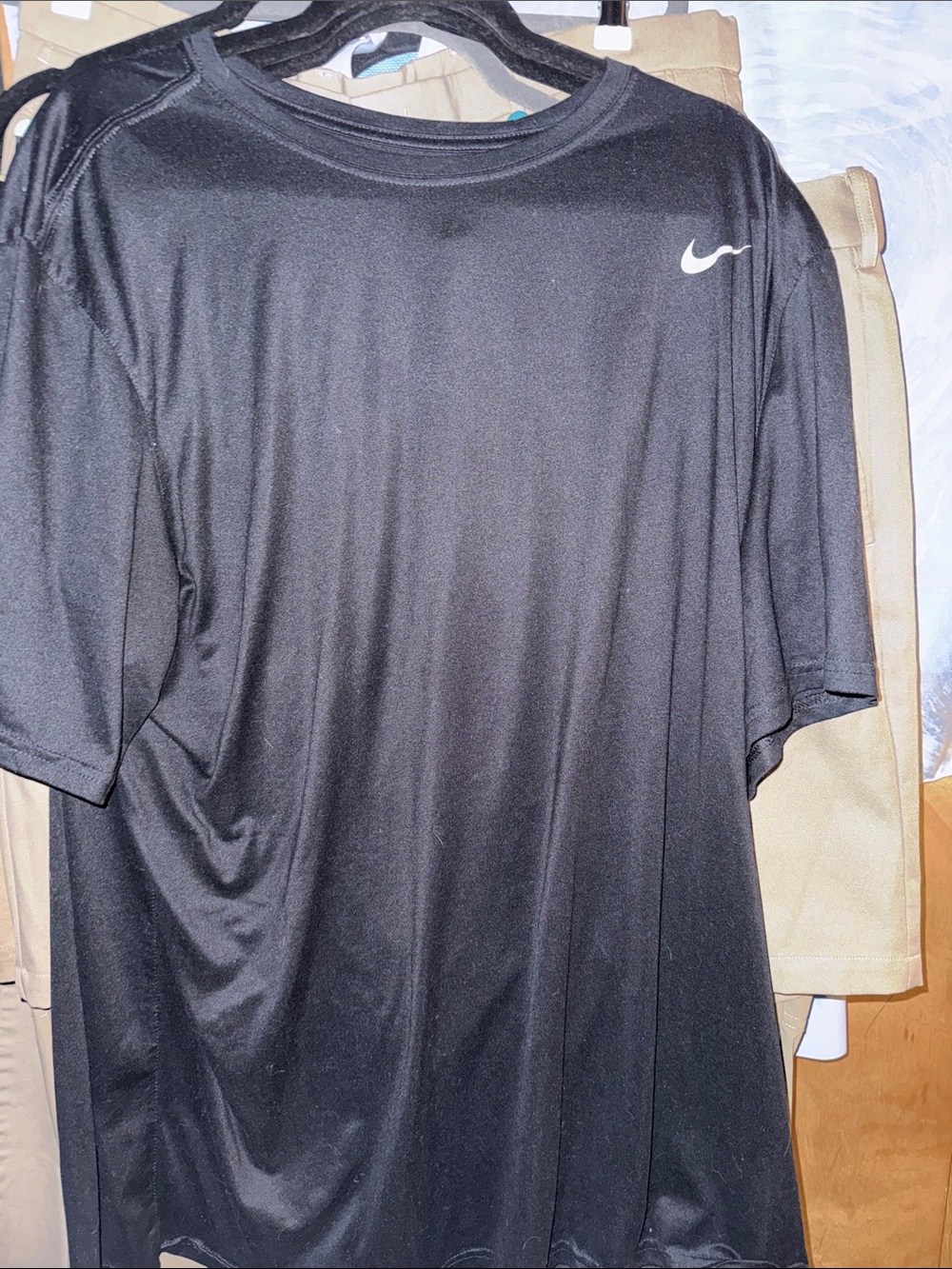 Nike Black Short Sleeve Athletic Tee with White Swoosh